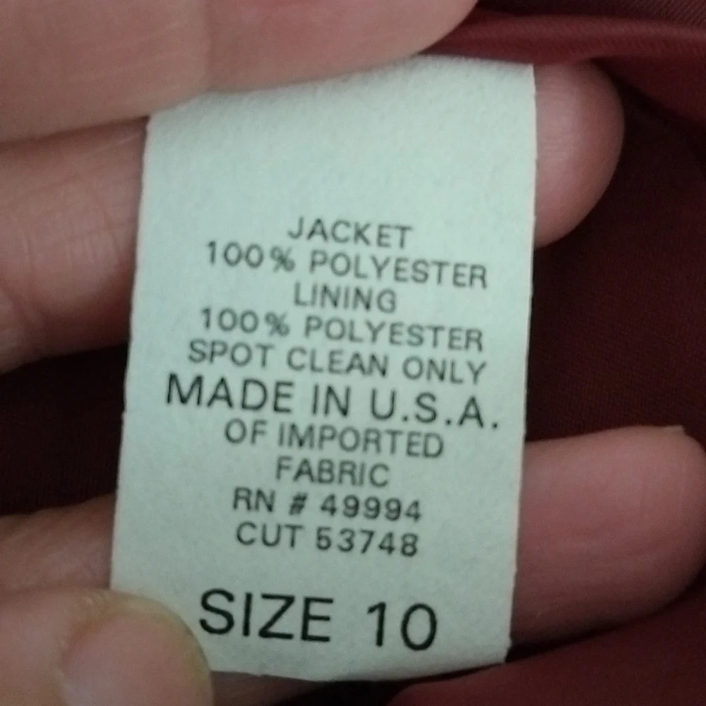 3102)R&M Richards 2 pcs Evening Burgundy Bling Jacket Camisole 3/4 Sleeve Sz 10 - Picture 11 of 11